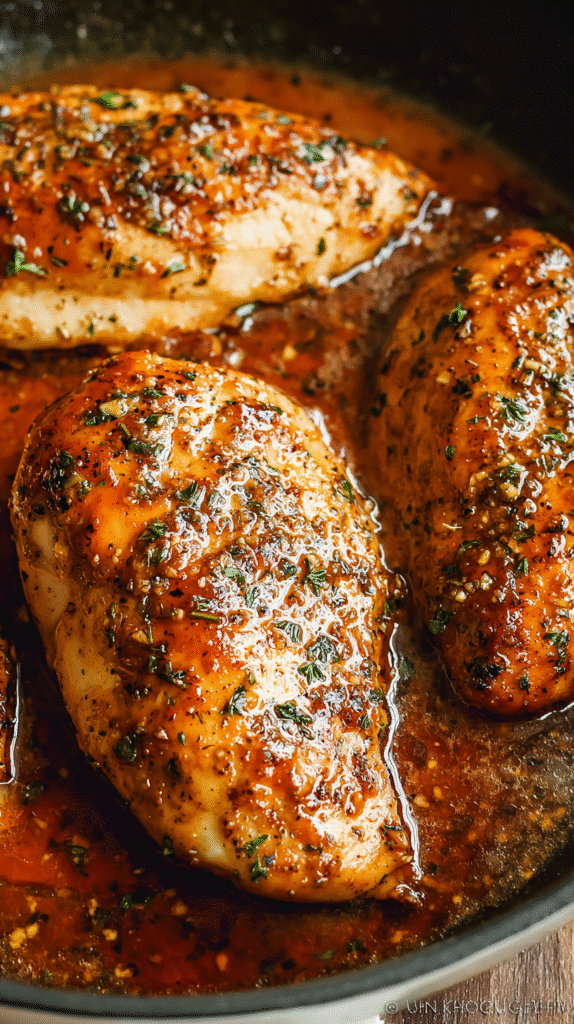 Brown sugar garlic chicken breasts baked in a rich caramelized glaze, golden brown and juicy, coated in a sticky brown sugar and garlic sauce with herbs