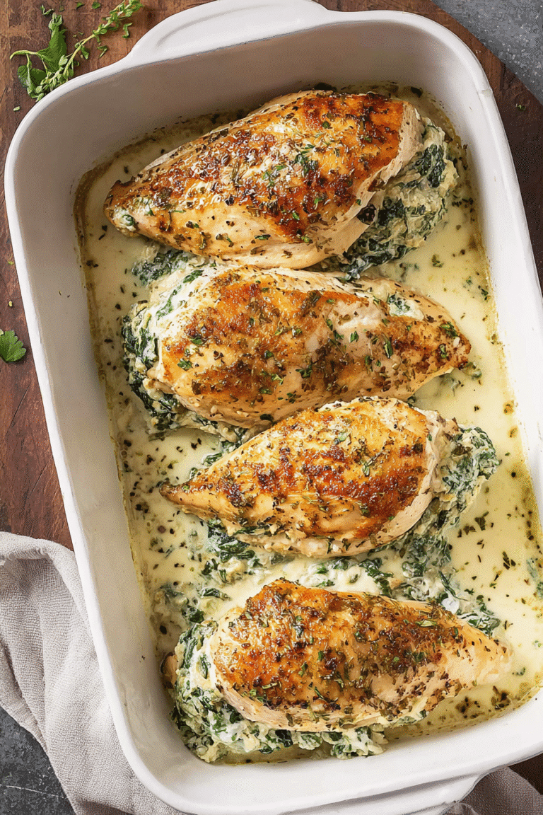 Stuffed Chicken Breast with Creamy Spinach