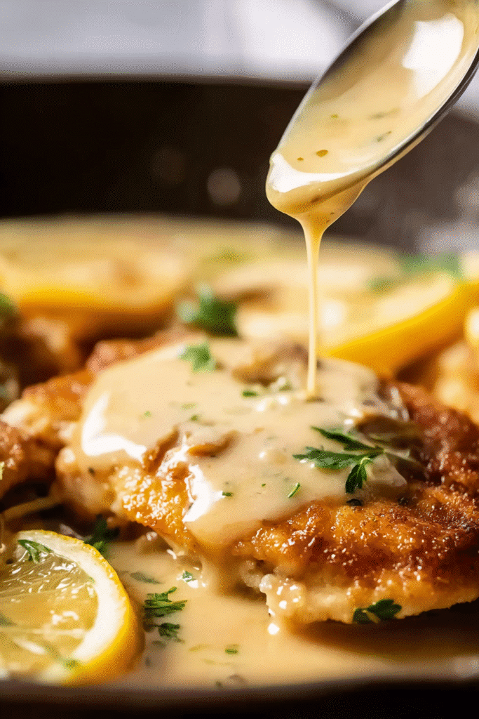 chicken francese in a skillet