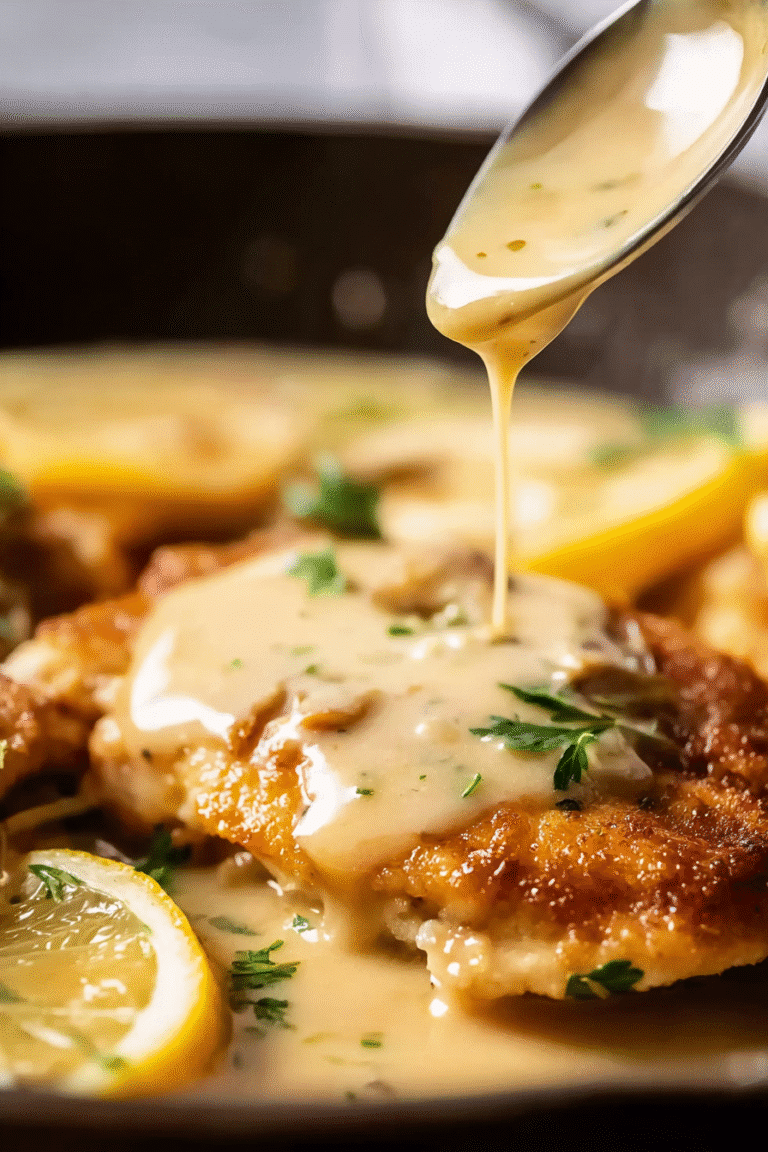 chicken francese in a skillet